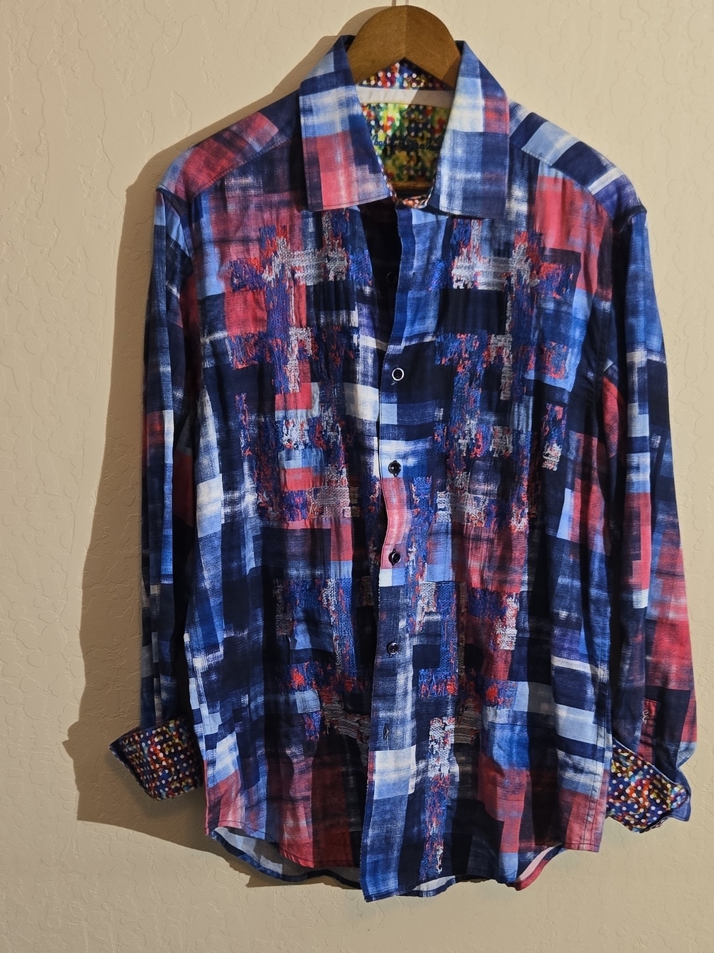 Robert Graham Multicolor Blue and Red Plaid Button-Down Shirt